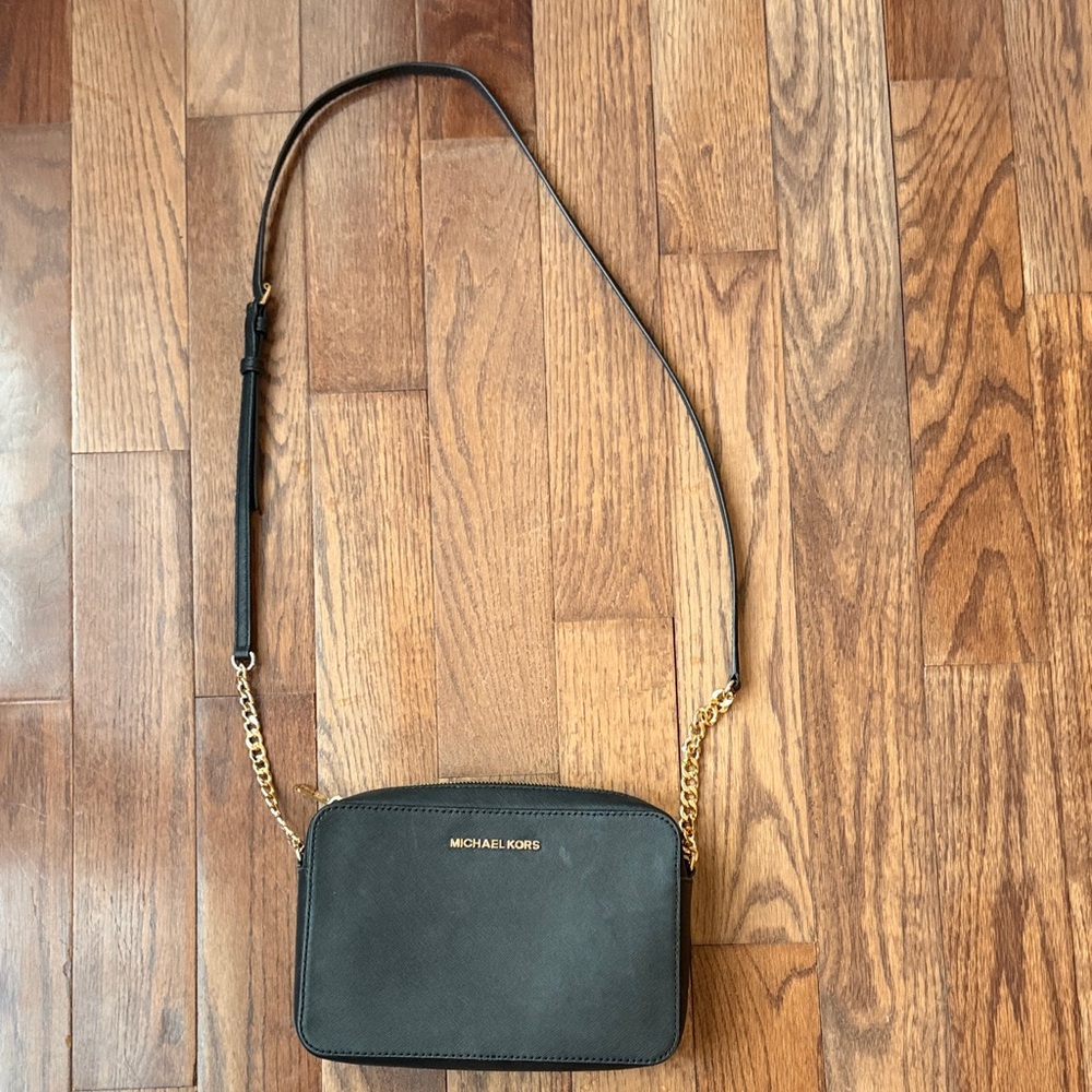 Michael Kors Black Crossbody Bag with Gold Hardware